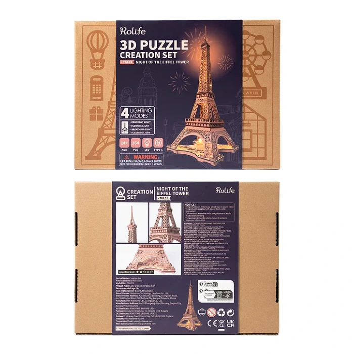 Rolife Night of The Eifel Tower 3D Wooden Puzzle