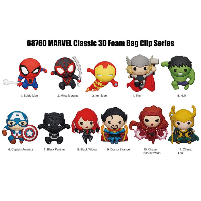 MARVEL - Series 2 - 3D Foam Bag Clip (Display 24 Pcs) : : Porte clés Monogram Marvel