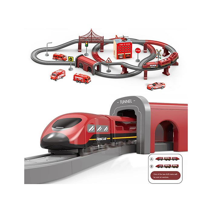 Fire Rescue Train Set - 92 Pieces | Mind Games Canada
