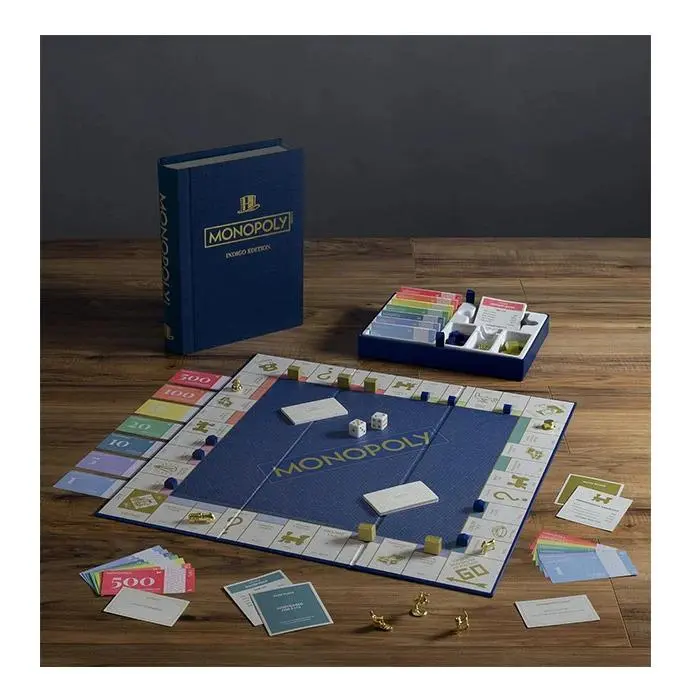 WS Game Company Collezione Libreria Monopoly E Scrabble Indigo - Giochi Da Tavolo In Edizione Elegante
