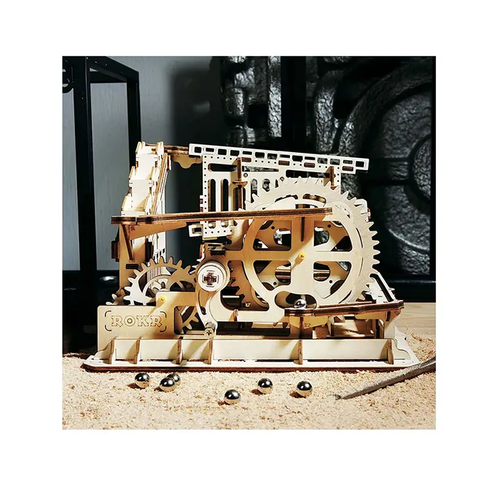3D Wooden Puzzle Mechanical Marble Squad with Display Case