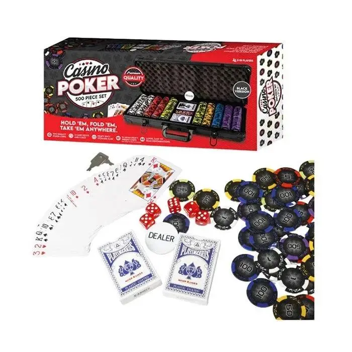 Tradeopia 500 Pieces Casino Poker Set With Black Case | Mind Games