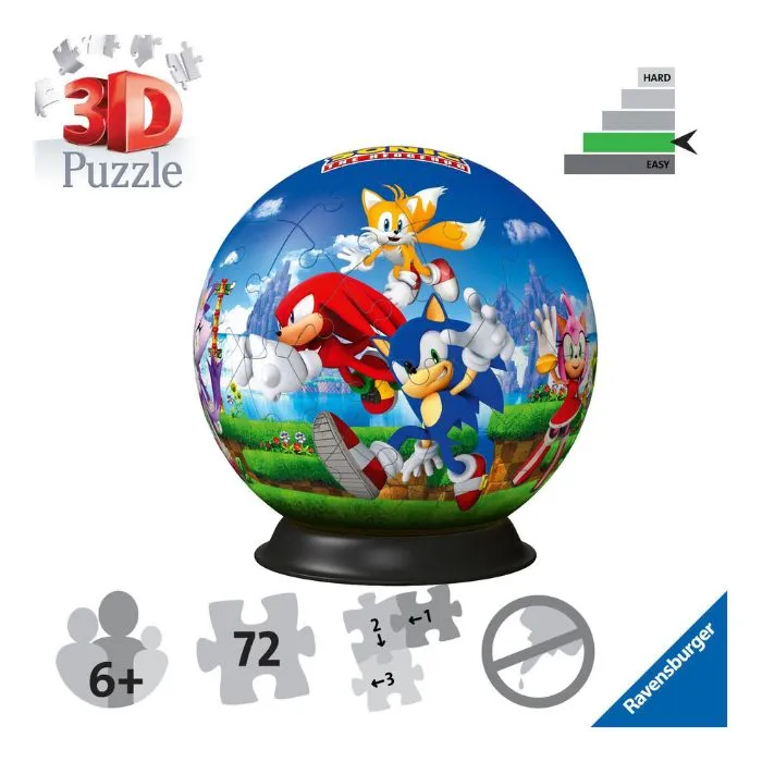 Ravensburger Sonic Hedgehog 3D Ball 72 Piece Puzzle | Mind Games