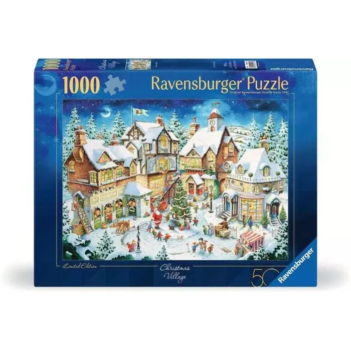 Ravensburger Puzzle 1000 Pezzi – Mirror Image Holiday Village – Scenario Natalizio Con Paesaggio Innevato E Riflessi, 70x50cm