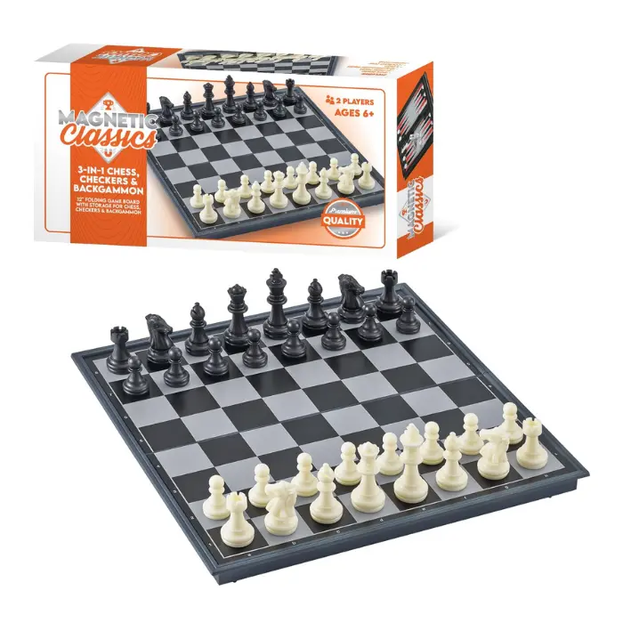 Tradeopia 3 In 1 Magnetic Chess Set Folding 12.5 Inch | Mind Games