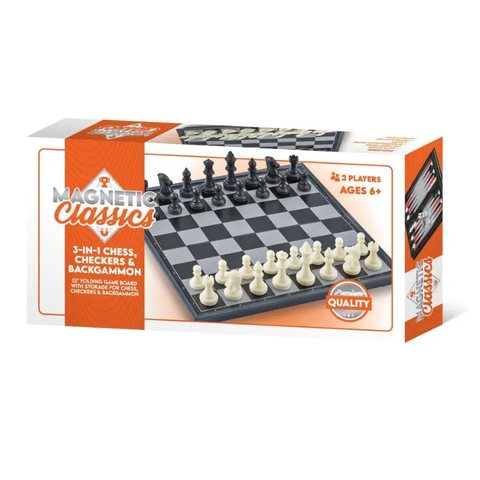Tradeopia 3 In 1 Magnetic Chess Set Folding 12.5 Inch | Mind Games