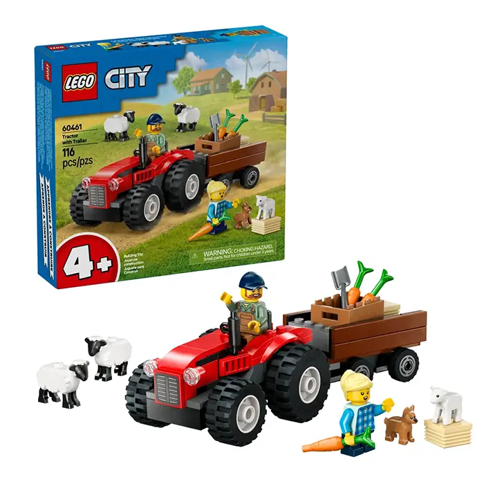 LEGO City Red Farm Tractor With Trailer And Sheep 116 Pieces