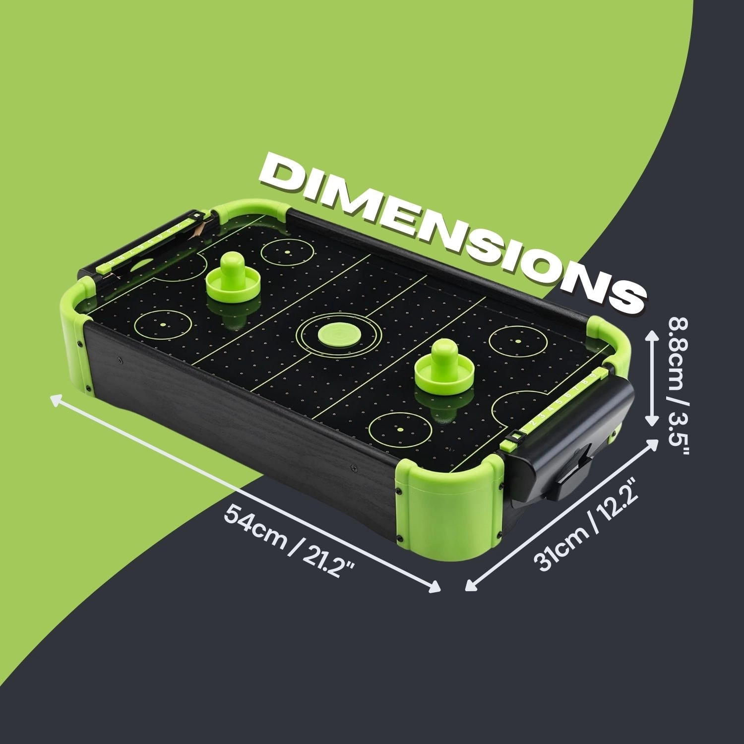 Tradeopia Tabletop Neon Retro Mini Air Hockey Game