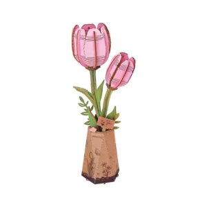 Robotime Pink Tulip DIY Flower 3D Wooden Puzzle