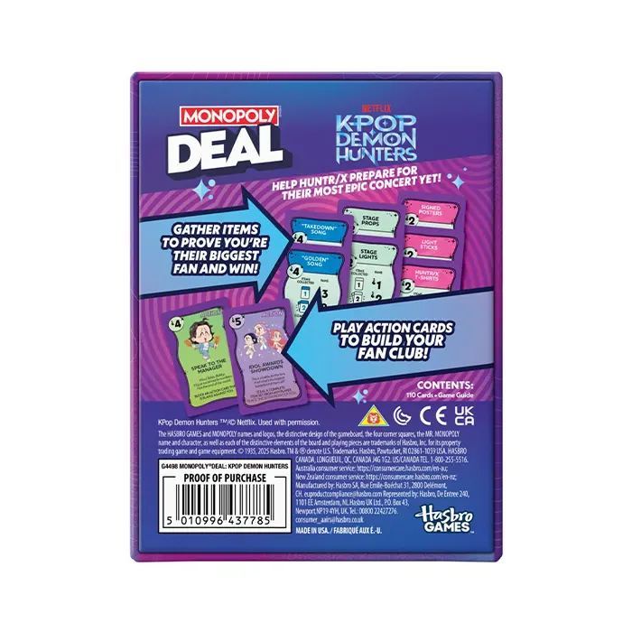 Monopoly Deal Kpop Demon Hunters Card Game