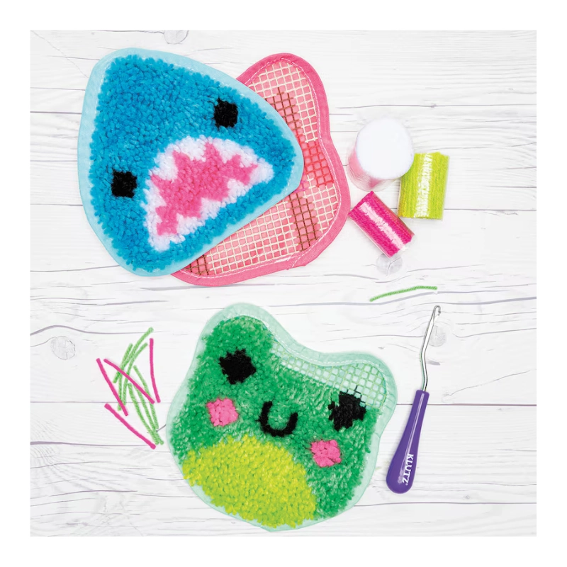 Latch Hook Animals: Red Panda, Frog & Shark