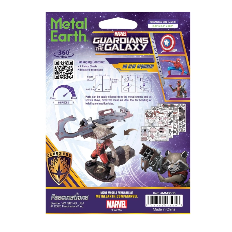 Metal Earth Guardians of The Galaxy Rocket The Raccoon Color 3D Metal Model Kit Fascinations