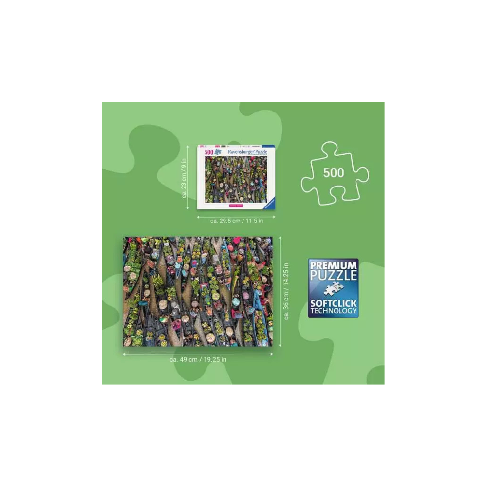 Ravensburger Floating Market, Indonesia Jigsaw Puzzle 500 piece