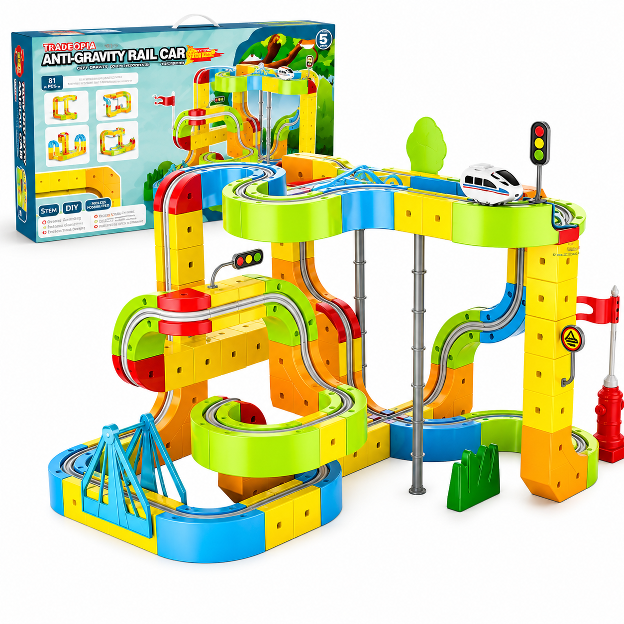 Anti Gravity Rail Car 122-Piece Track Building Set