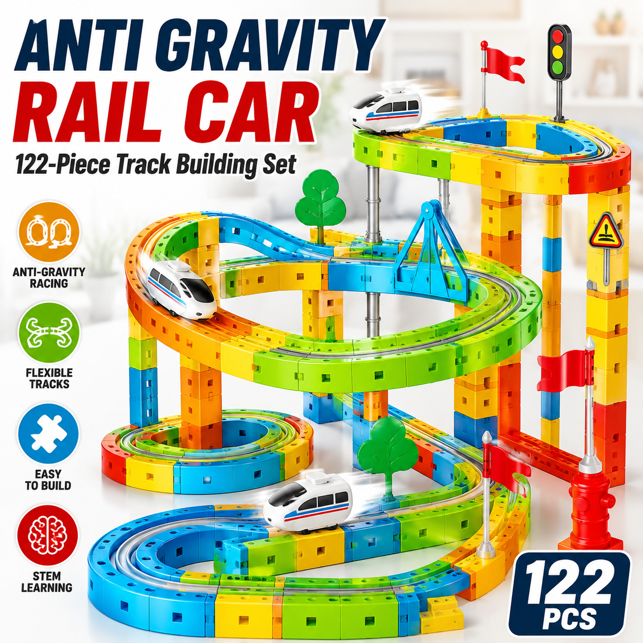 Anti Gravity Rail Car 122-Piece Track Building Set