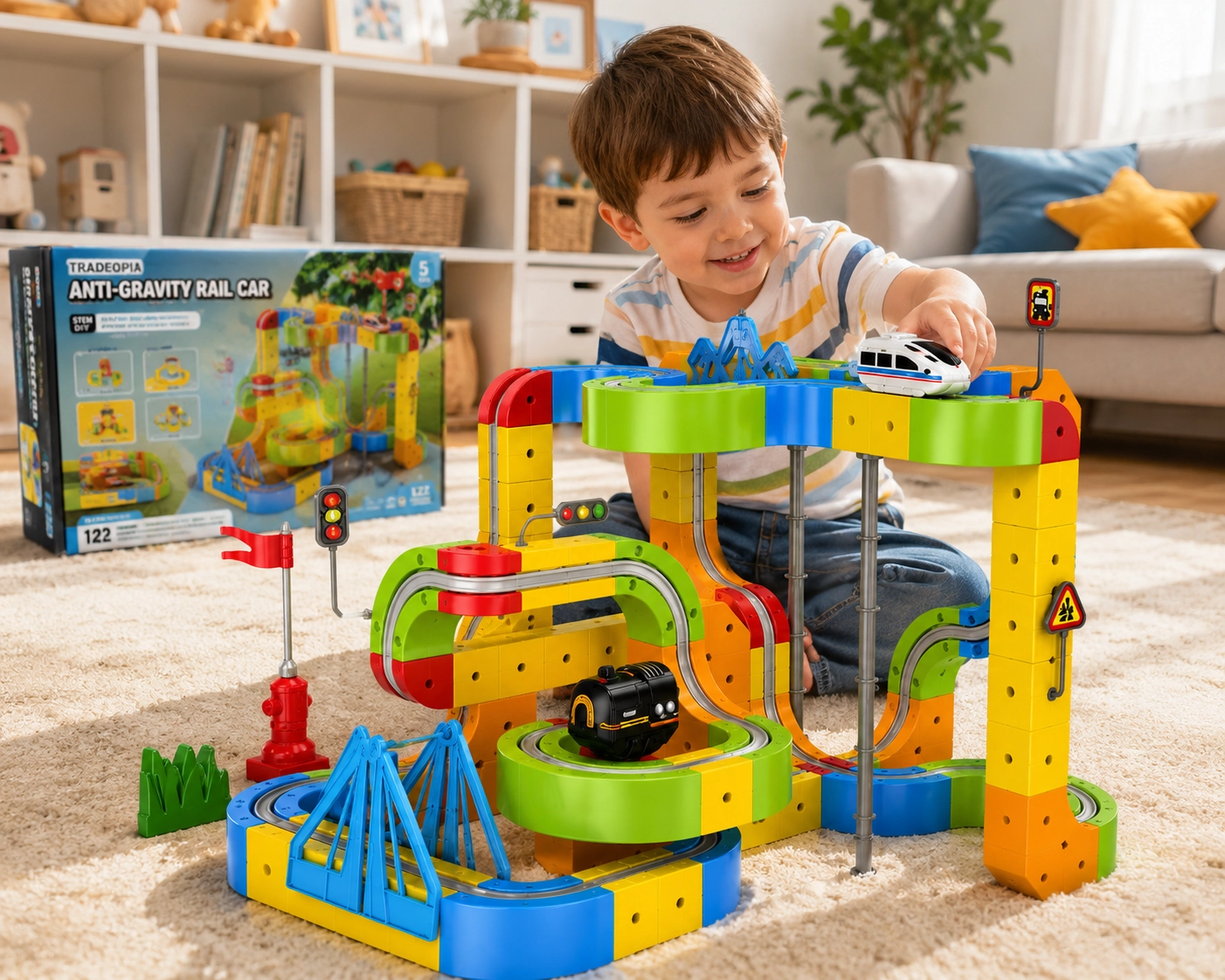 Anti Gravity Rail Car 168-Piece Electric Track Building Set