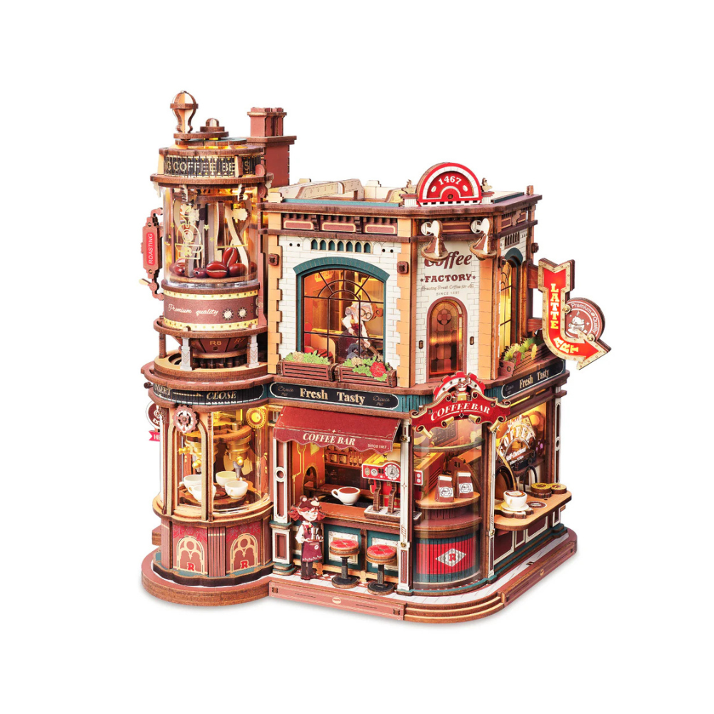 Robotime Dream Coffee Factory Music Box Wooden 3D Puzzle