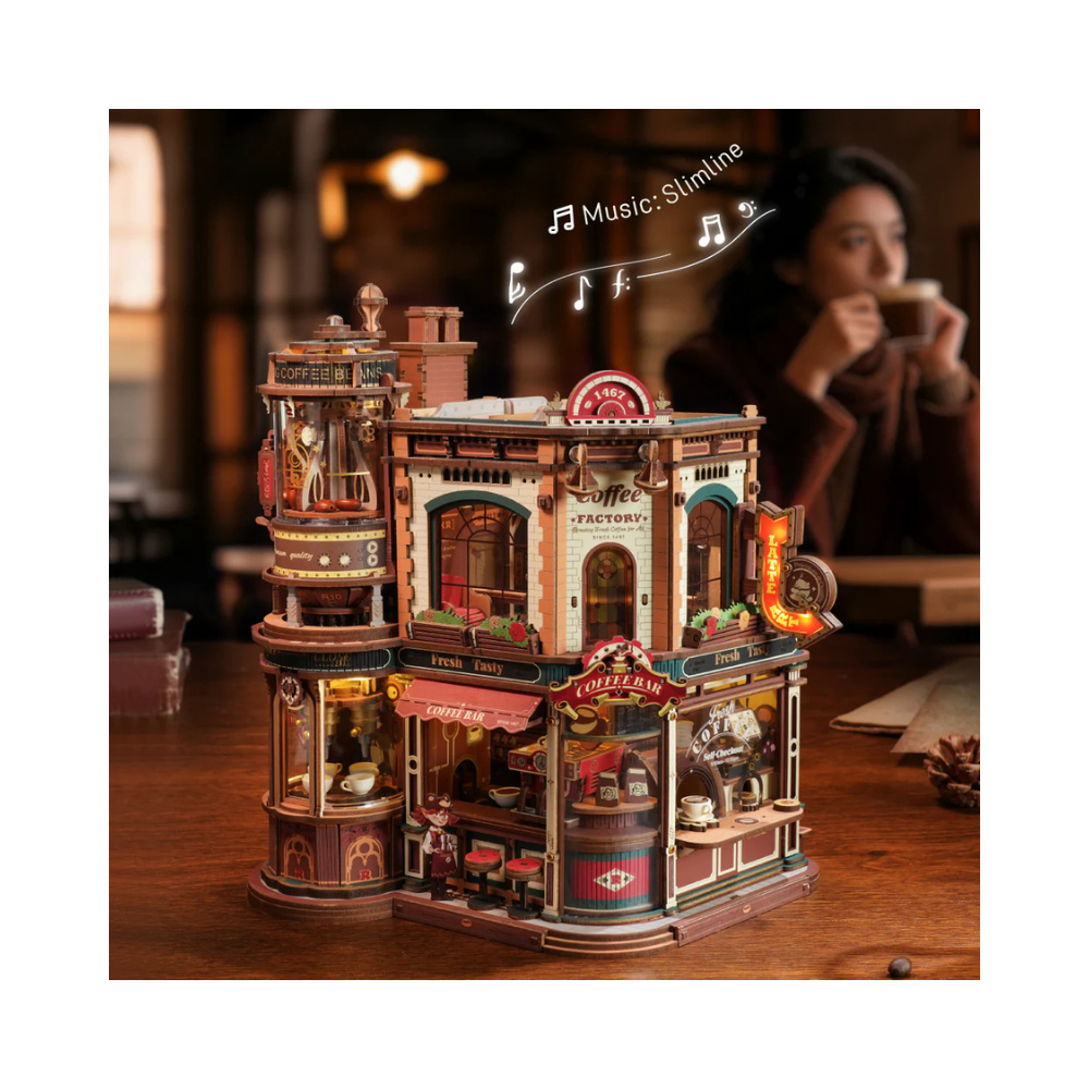 Robotime Dream Coffee Factory Music Box Wooden 3D Puzzle