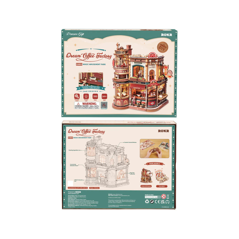 Robotime Dream Coffee Factory Music Box Wooden 3D Puzzle