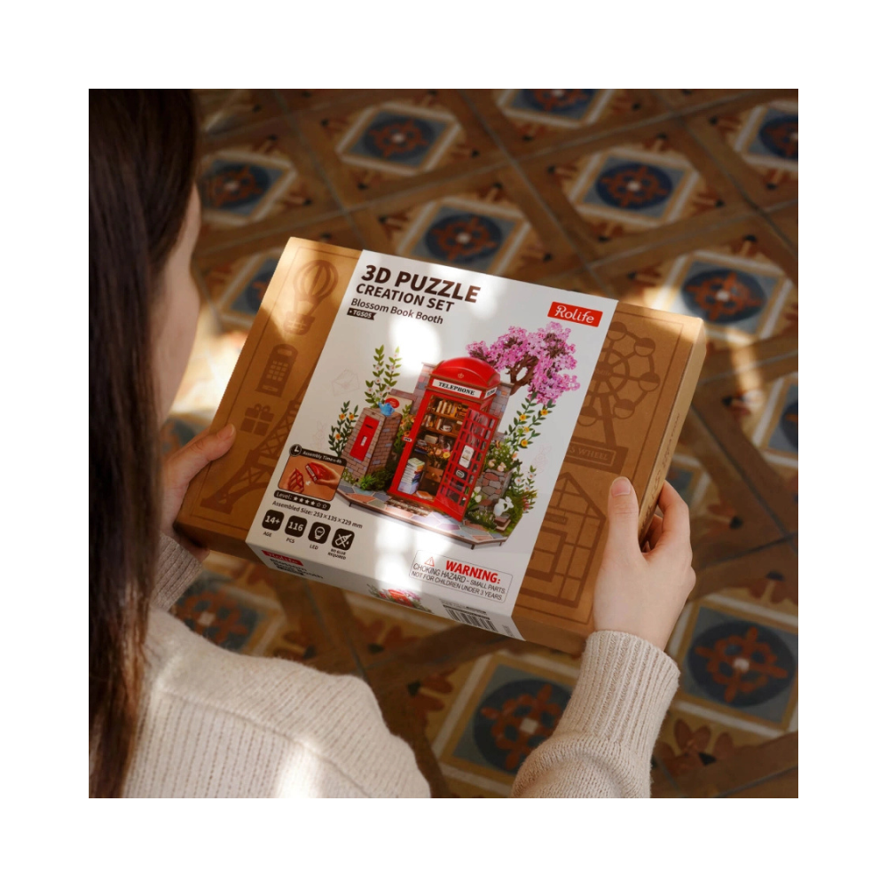 Robotime Rolife 3D Wooden Puzzle – Blossom Book Booth