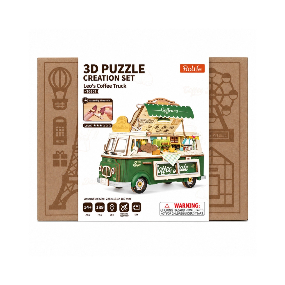 Robotime Rolife 3D Wooden Puzzle – Leo’s Coffee Truck