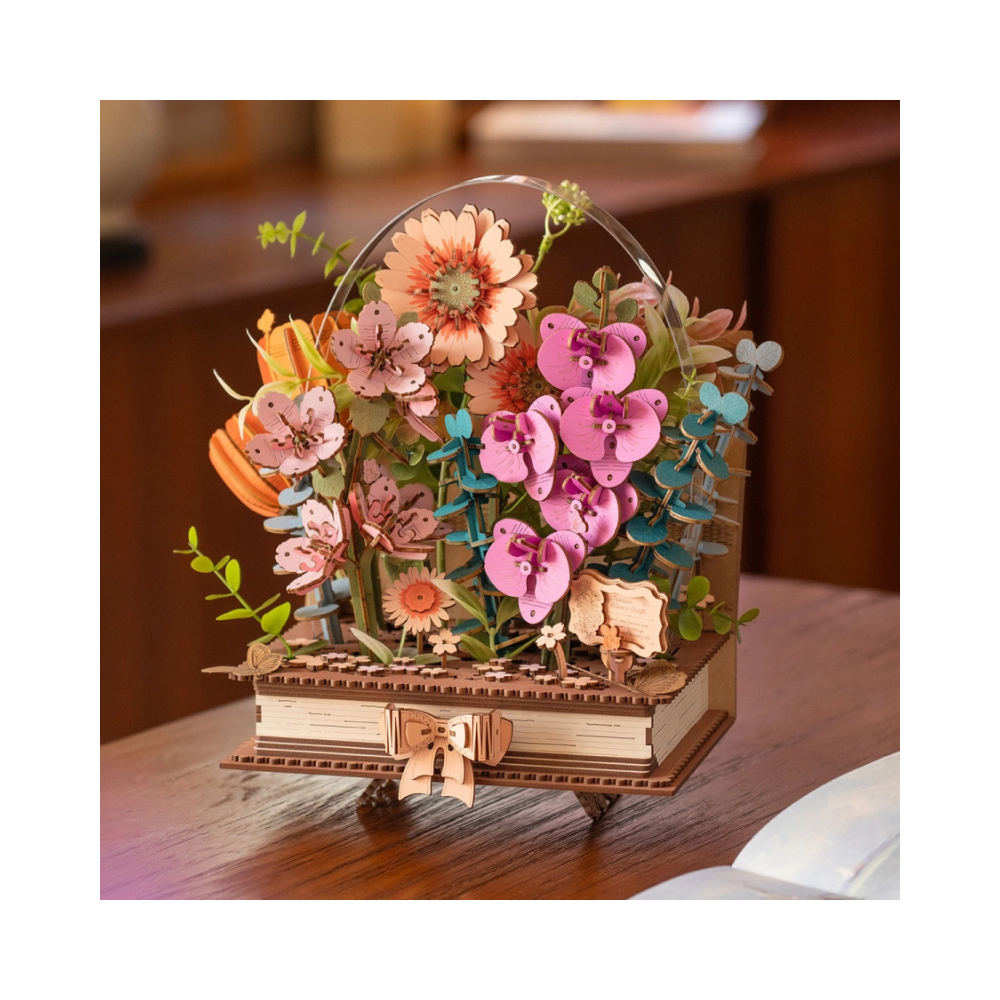 Robotime Rowood DIY 3D Flower Puzzle – Wooden Blooming Book