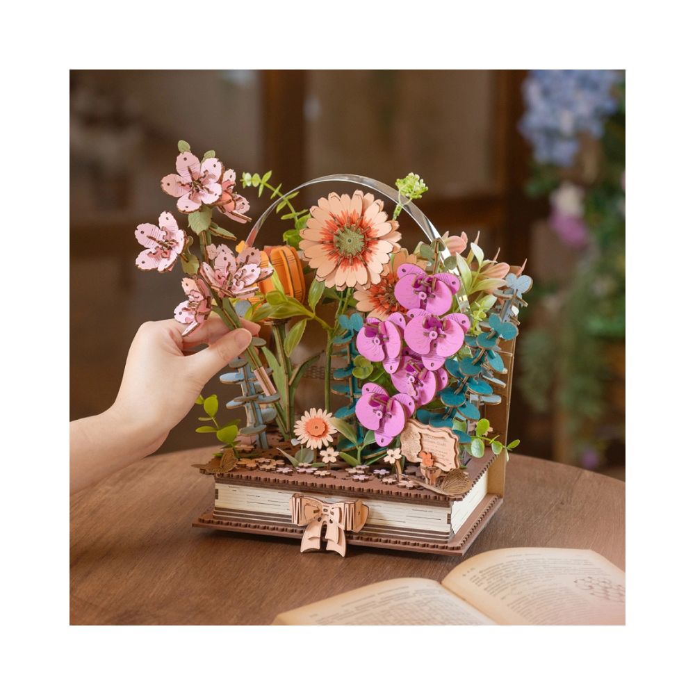 Robotime Rowood DIY 3D Flower Puzzle – Wooden Blooming Book