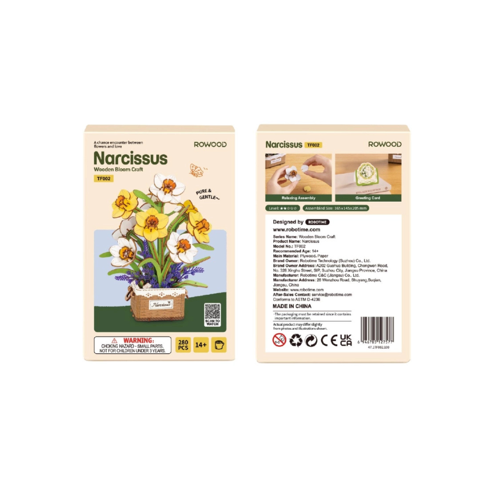 Robotime Rowood DIY Wooden Flower Bouquet Kit – Narcissus
