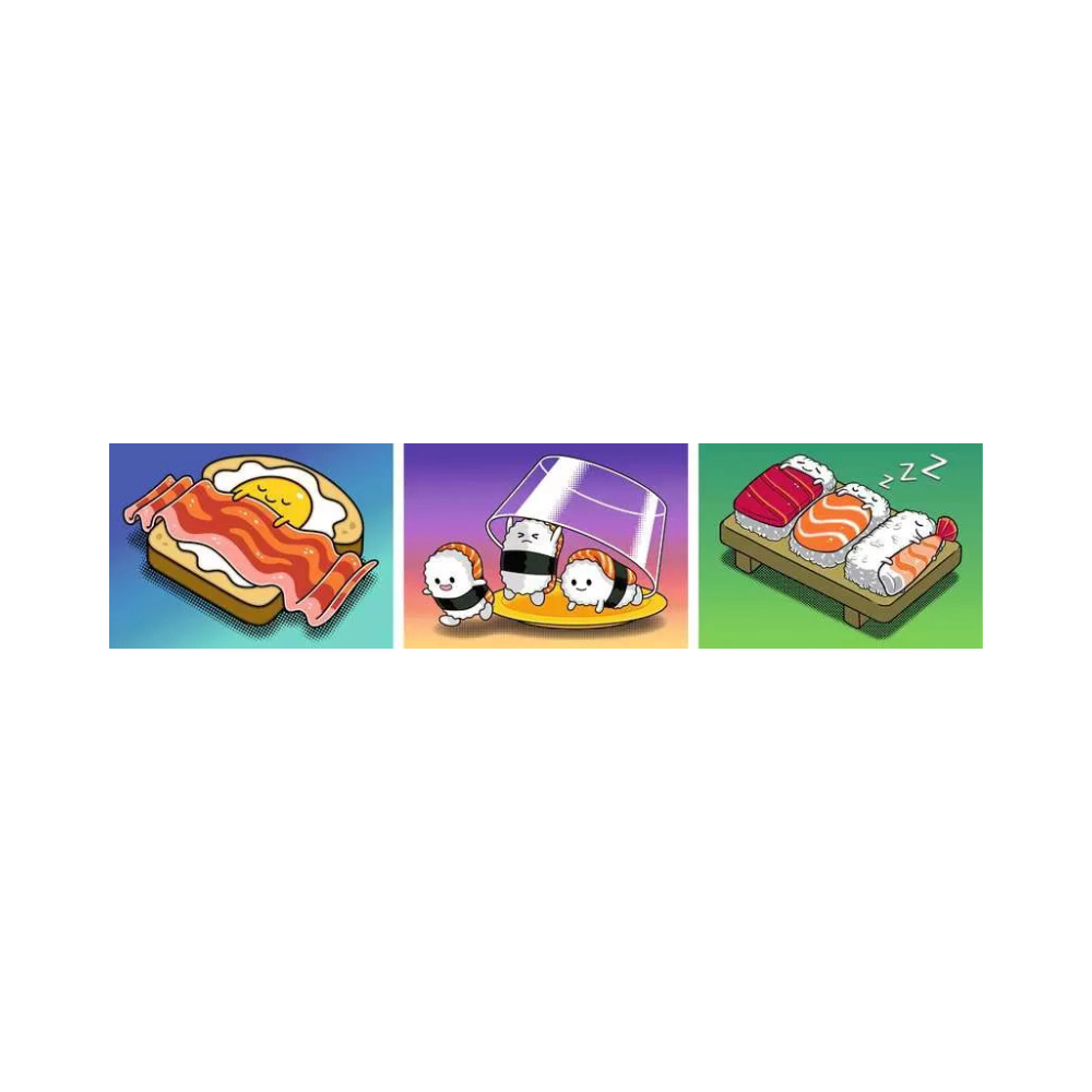 Ravensburger Kawaii Breakfast, Lunch & Dinner Puzzle & Easel Set 3x 100 Piece Mini Jigsaw Puzzles