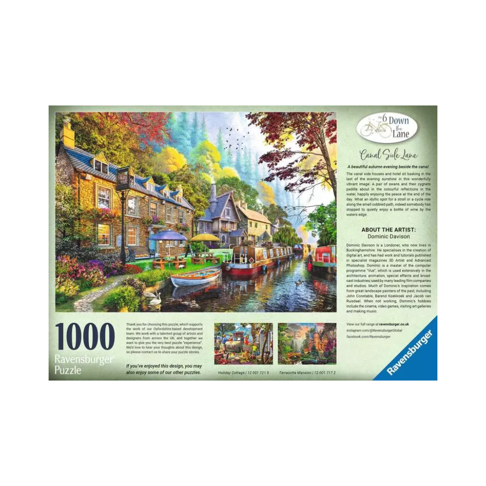 Ravensburger Down the Lane No.6 Canal side Lane Jigsaw Puzzle 1000 piece