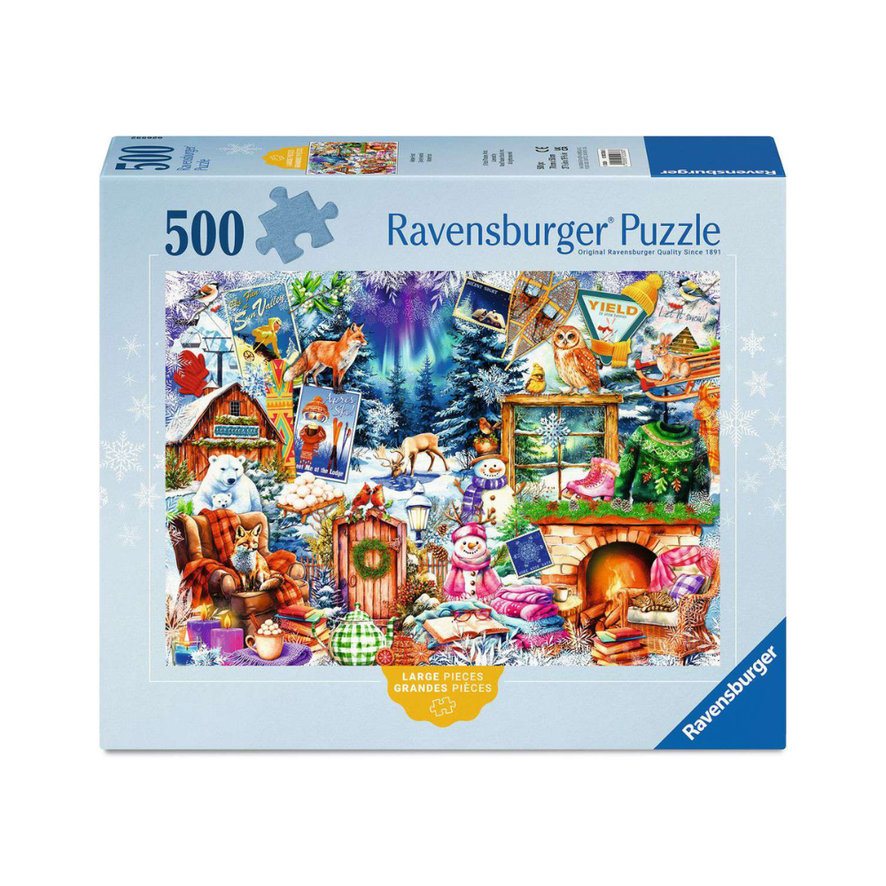 Ravensburger Winter Mountain Village 500 Large Piece Jigsaw Puzzle