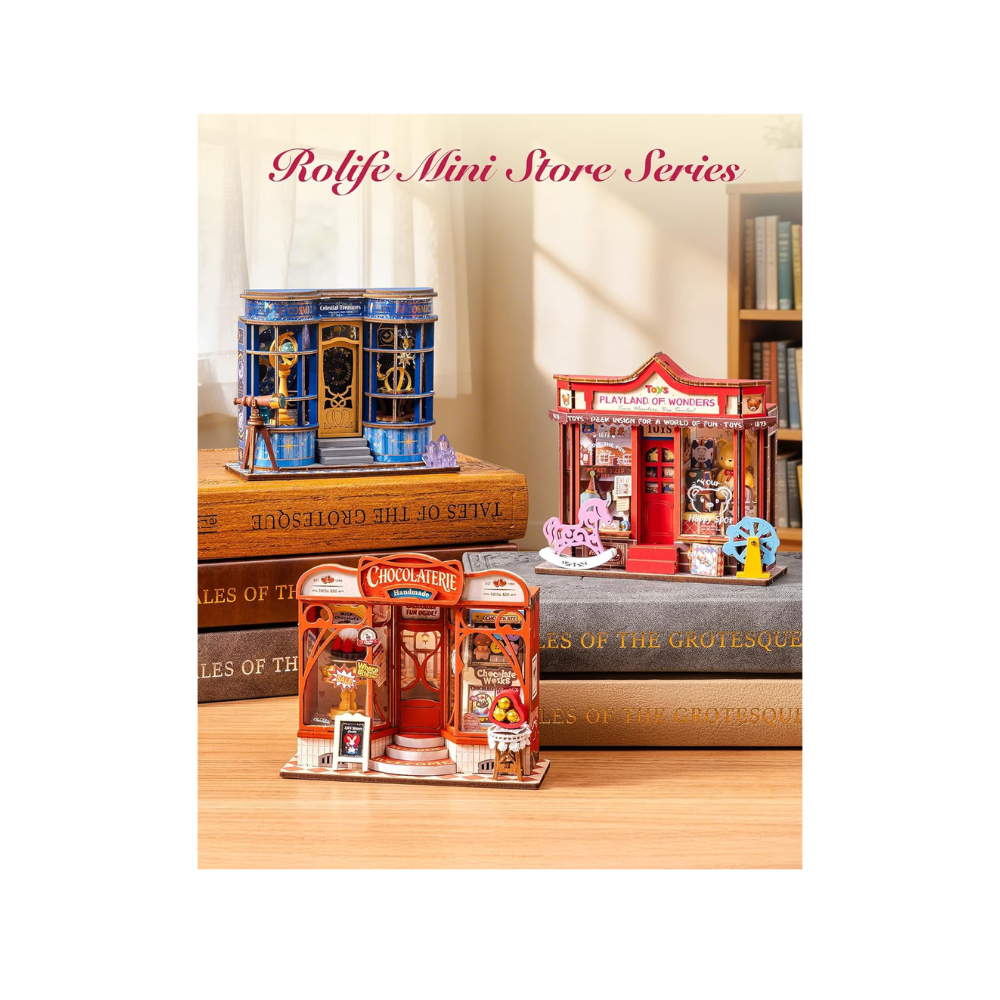 Robotime Rolife Whimsy Toy Shop DIY 3D Wooden Book Nook Puzzle Kit