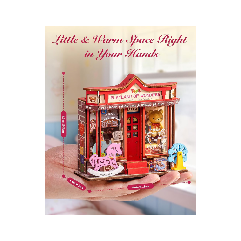 Robotime Rolife Whimsy Toy Shop DIY 3D Wooden Book Nook Puzzle Kit