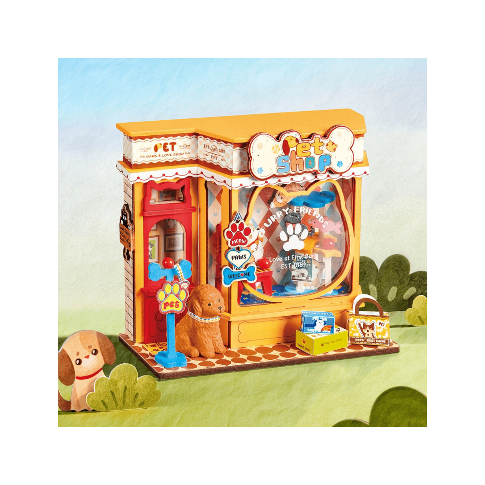 Robotime Rolife Pawfect Pet Shop 3D Wooden Book Nook Kit