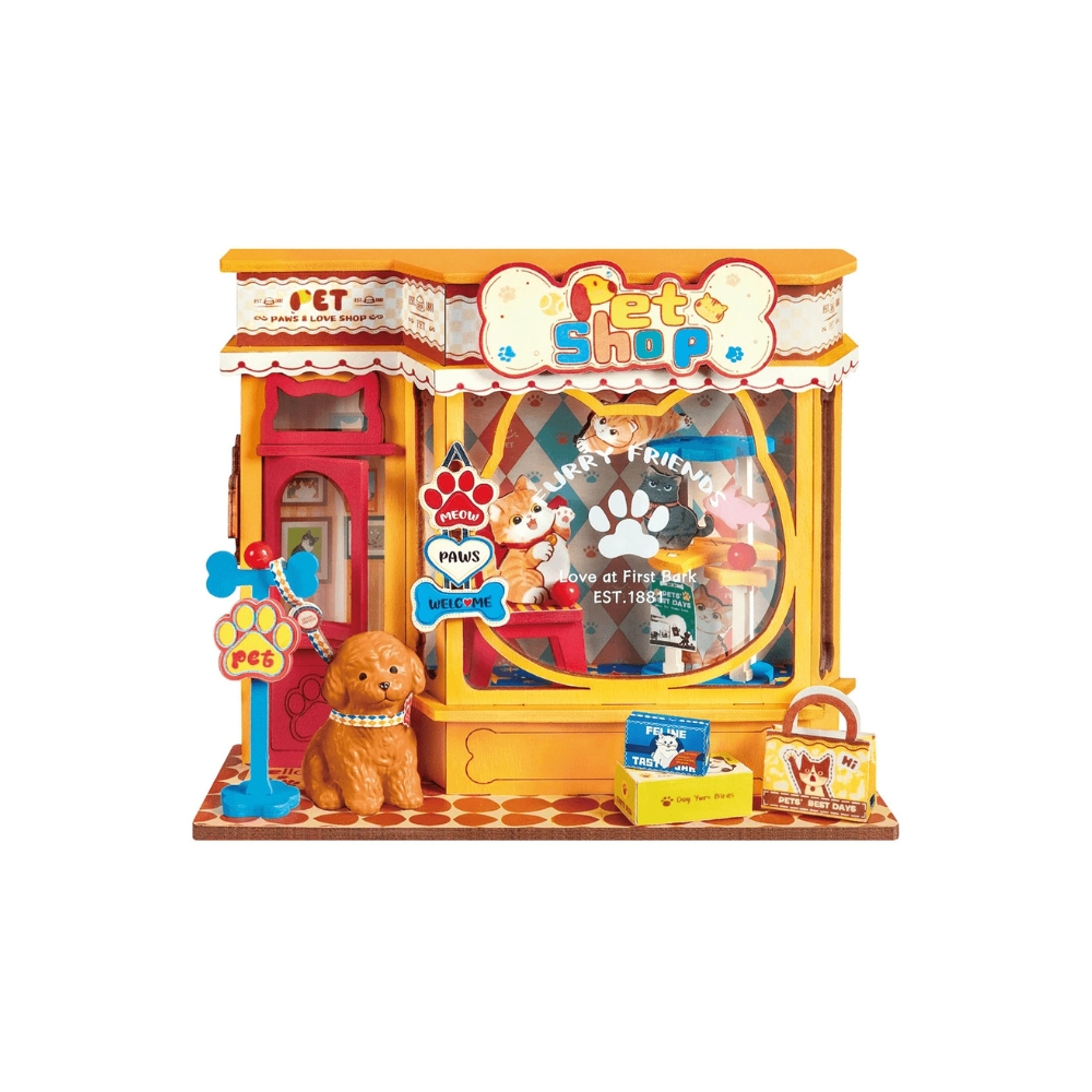 Robotime Rolife Pawfect Pet Shop 3D Wooden Book Nook Kit