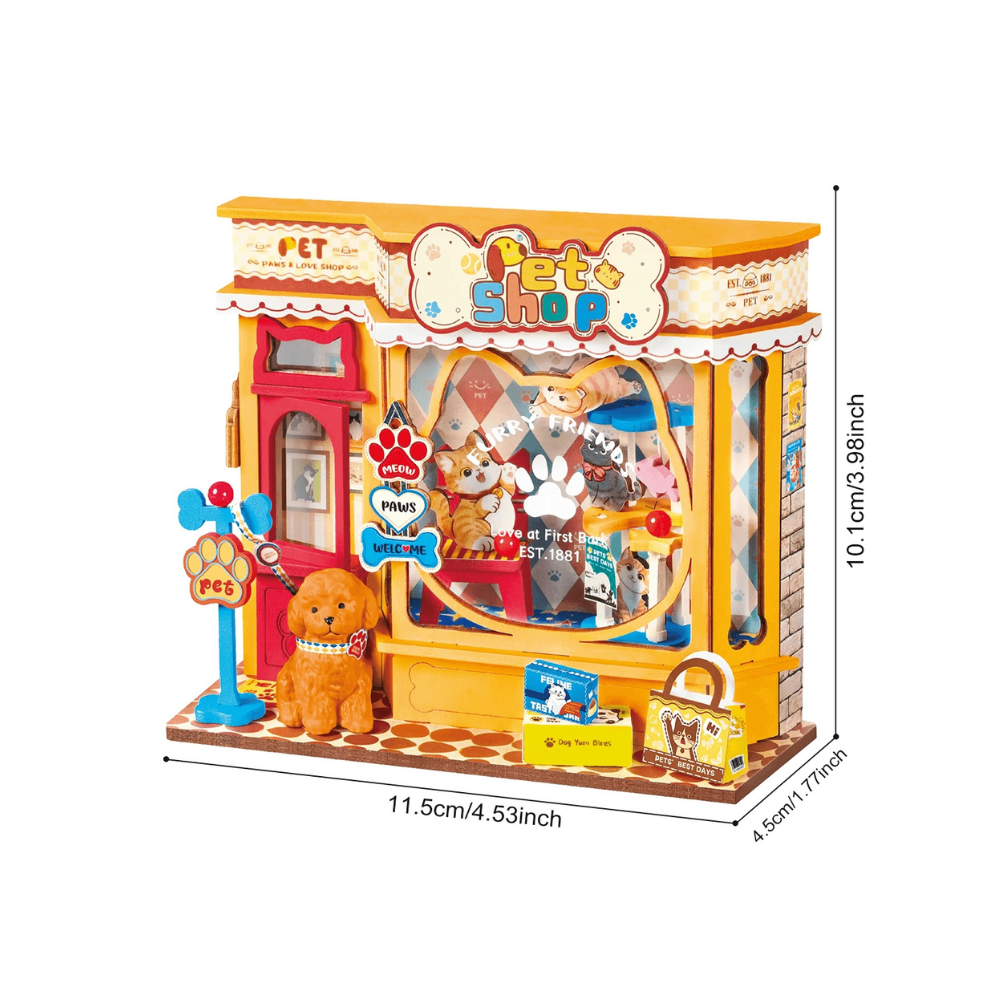 Robotime Rolife Pawfect Pet Shop 3D Wooden Book Nook Kit