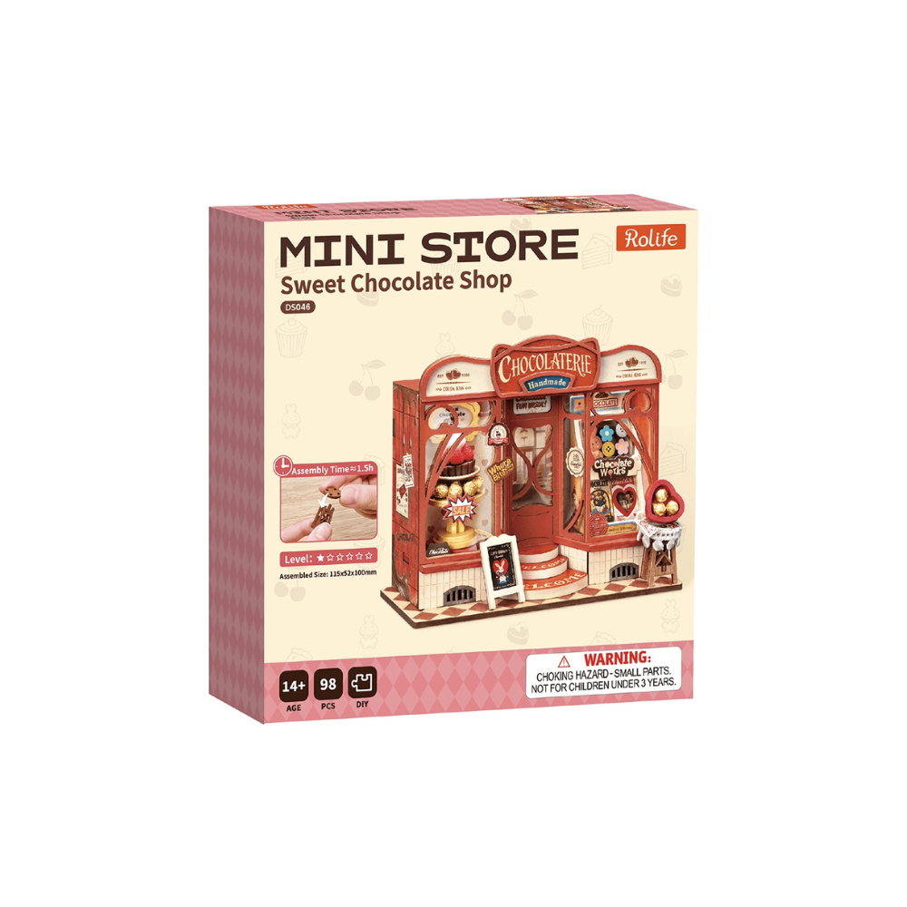Robotime Rolife Sweet Chocolate Shop 3D Wooden Book Nook Kit