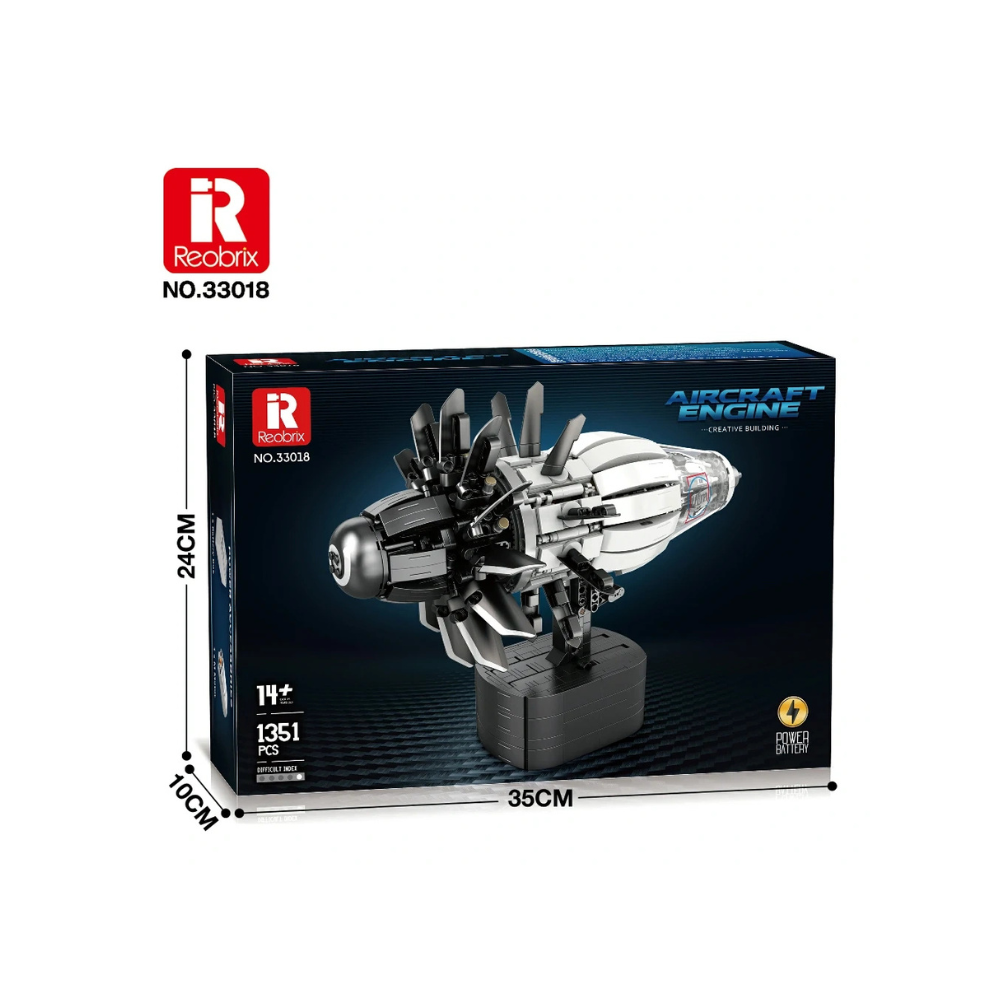 Aircraft Engine with Motor Building Set – 1,351 Pieces