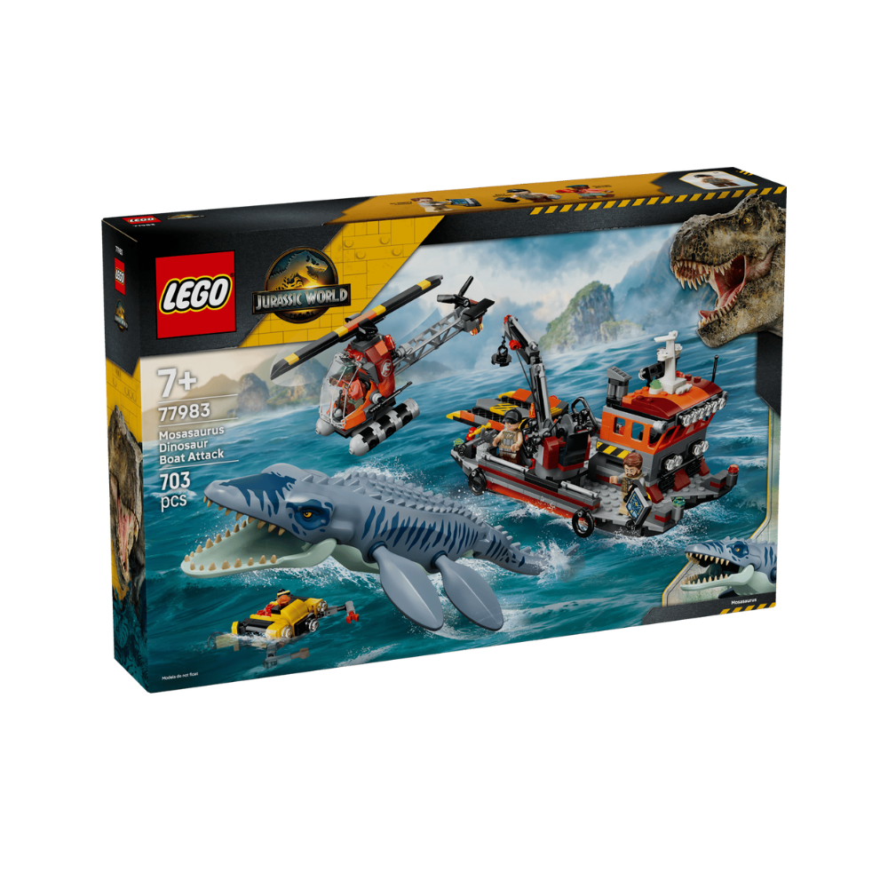 LEGO Jurassic World Mosasaurus Dinosaur Boat Attack 703 Pieces