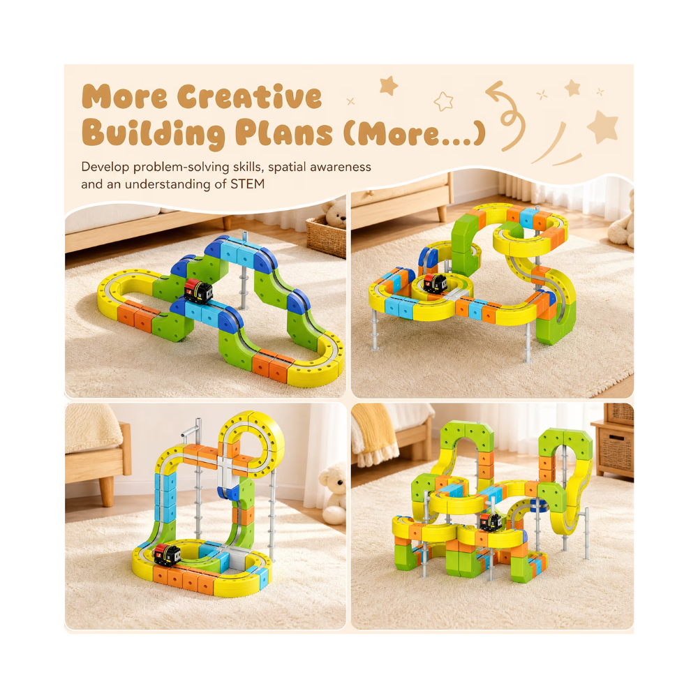 Magnetic Rail Car Set – 167-Piece Magnetic Building Track & Vehicle Toy