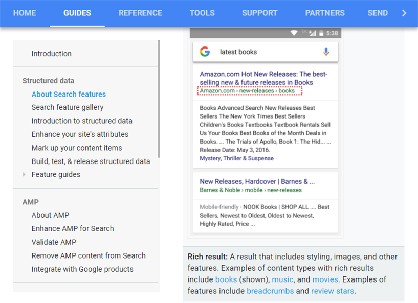 Structured Data Example - Breadcrumbs