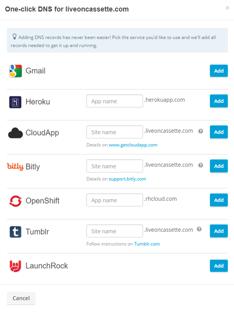 Point DNS, 1 click integrations Google