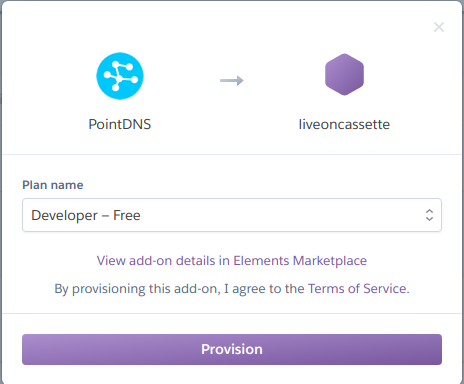 Provision the PointDNS add-on