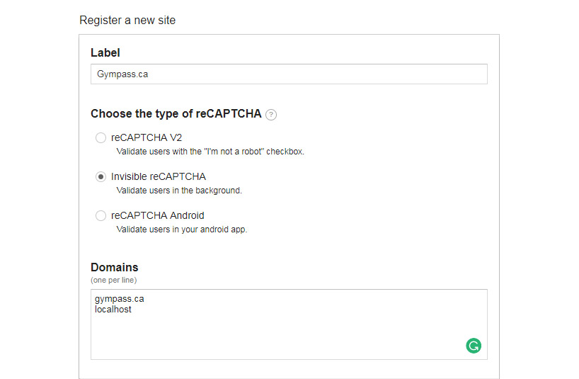 Google reCaptcha example