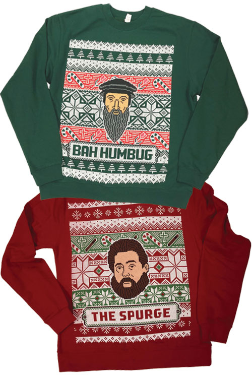 The Spurge Charles Spurgeon Ugly Christmas Sweatshirt. John Calvin 'Bah humbug' Ugly Christmas Sweatshirt