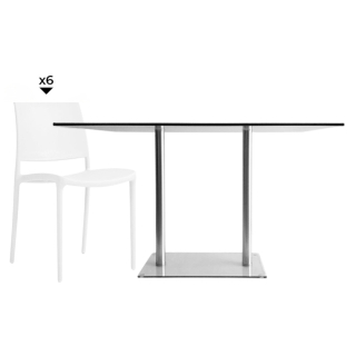 Set 1 Mesa Simplex RA1475 2LYO + 6 Sillas Bonnie Blanco