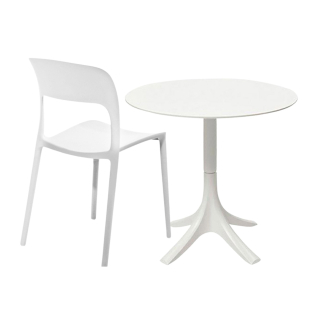 Set Mesa Silvana Blanca H75+ 4 Sillas Soffi Blancas