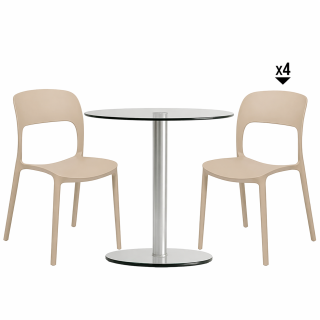 Set 1 Mesa Simplex DA90 1LY +  4 Sillas Soffi Beige