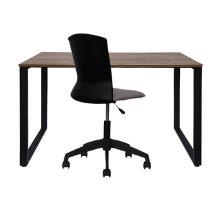 Set 1 Escritorio Standard Melamine Base OH 120X60  Gales/Negro + 1 Silla Morelia Nylon Gris Oscuro