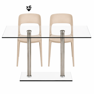 1 Mesa Simplex RB1475 2LY + 6 Sillas Soffi Beige
